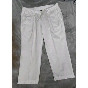 Talbots Slim Cropped Pant Womens 18WP White Straight Leg Relaxed Fit Comfort